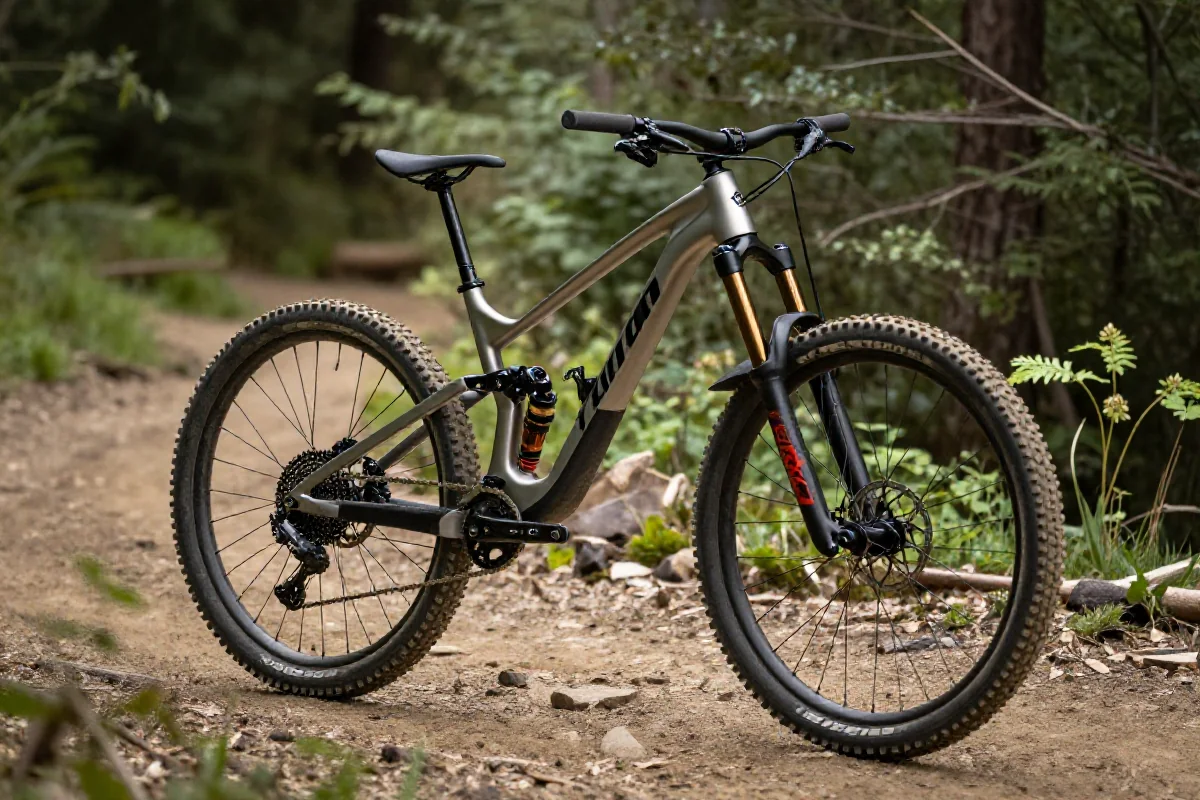 Rower hardtail XC na szlaku leśnym, idealny do wyścigów górskich.