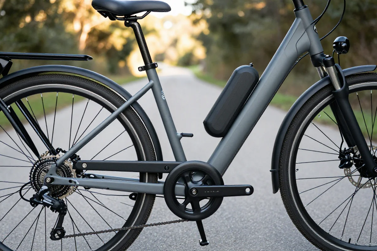S-pedelec elektryczny rower w naturalnym otoczeniu, z widocznymi komponentami.