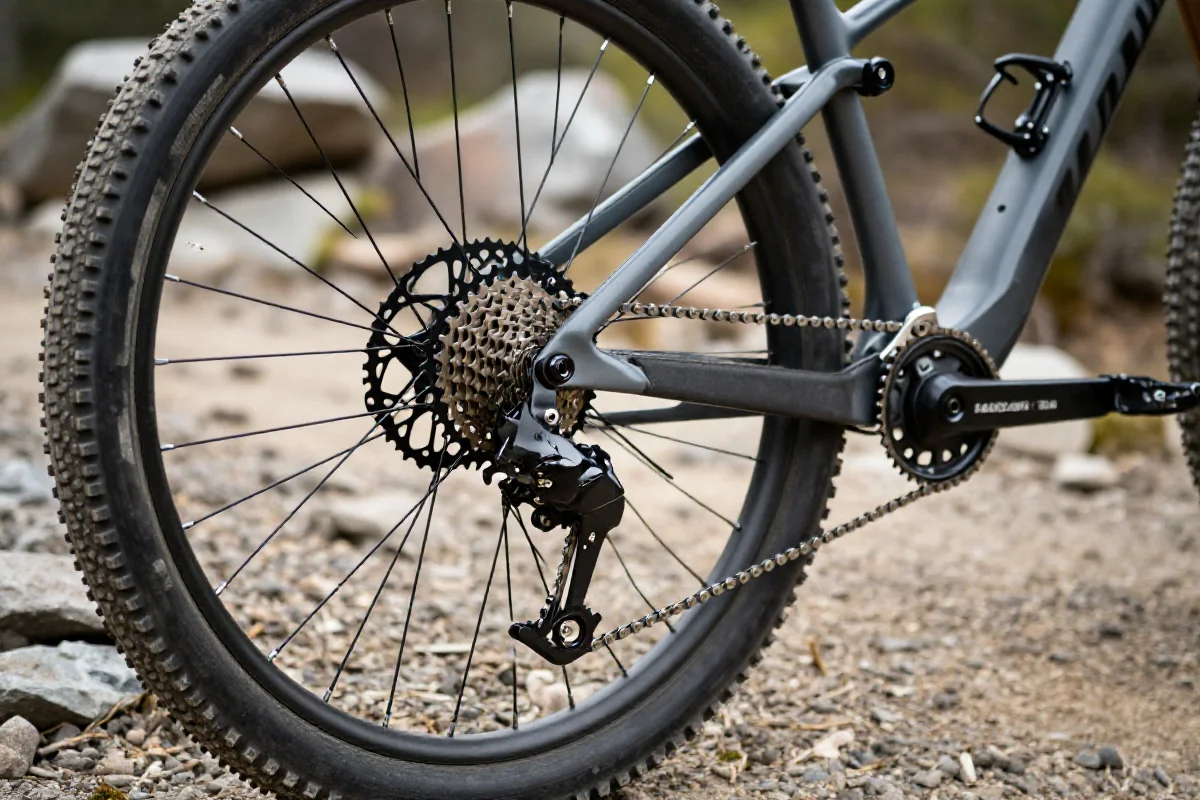 Szczegóły napędu roweru górskiego na szlaku MTB w Polsce