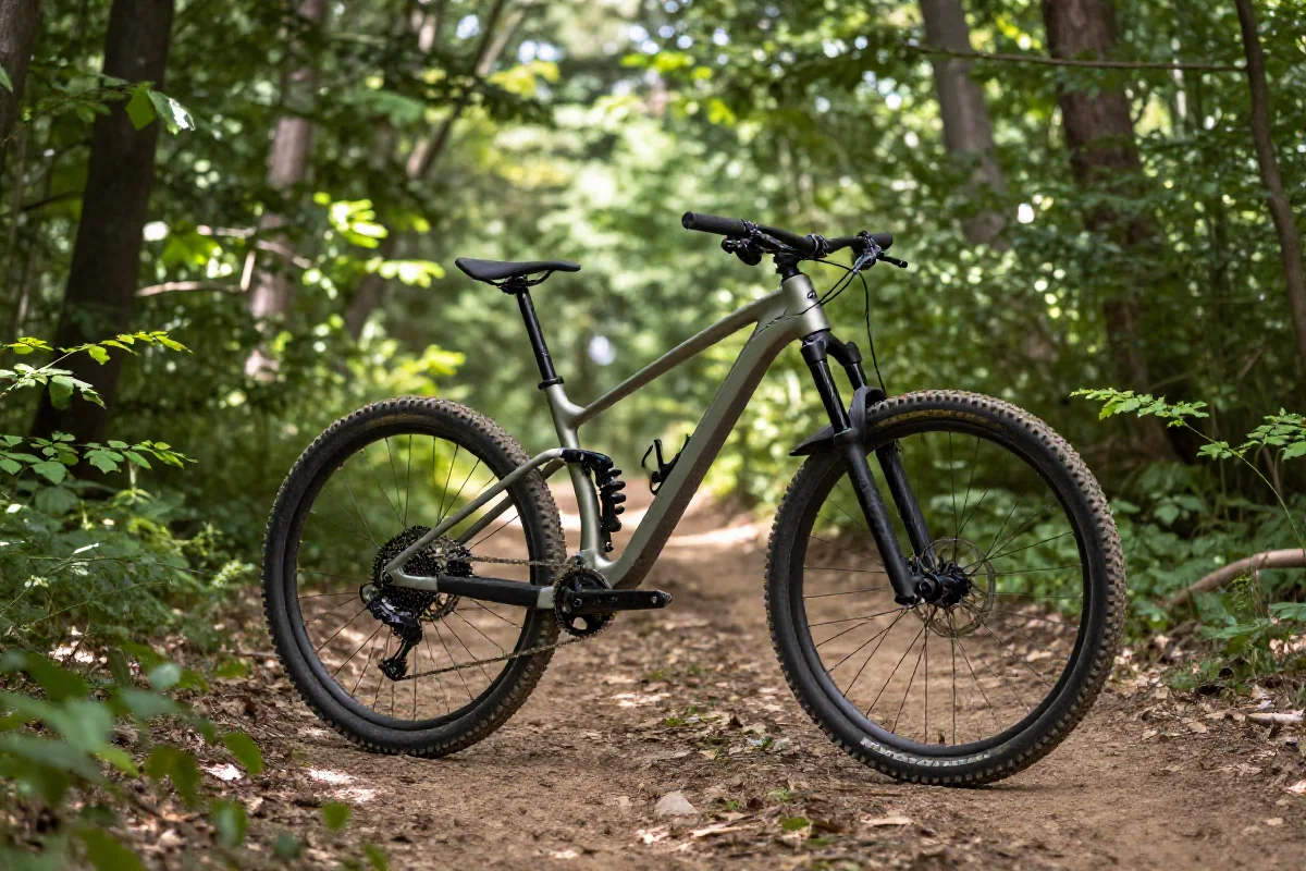 Rower górski na leśnej ścieżce w regionie Lubelskim