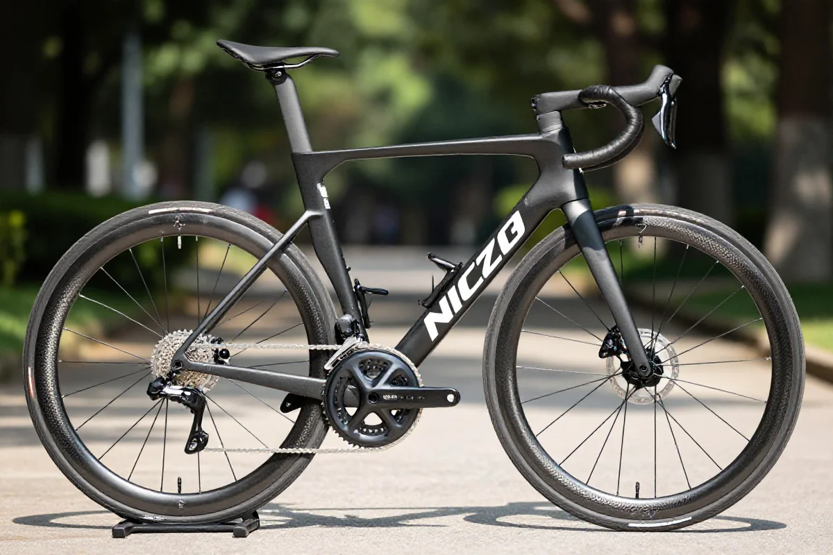 Szczegółowy widok na rower szosowy, idealny do treningu VO2max.