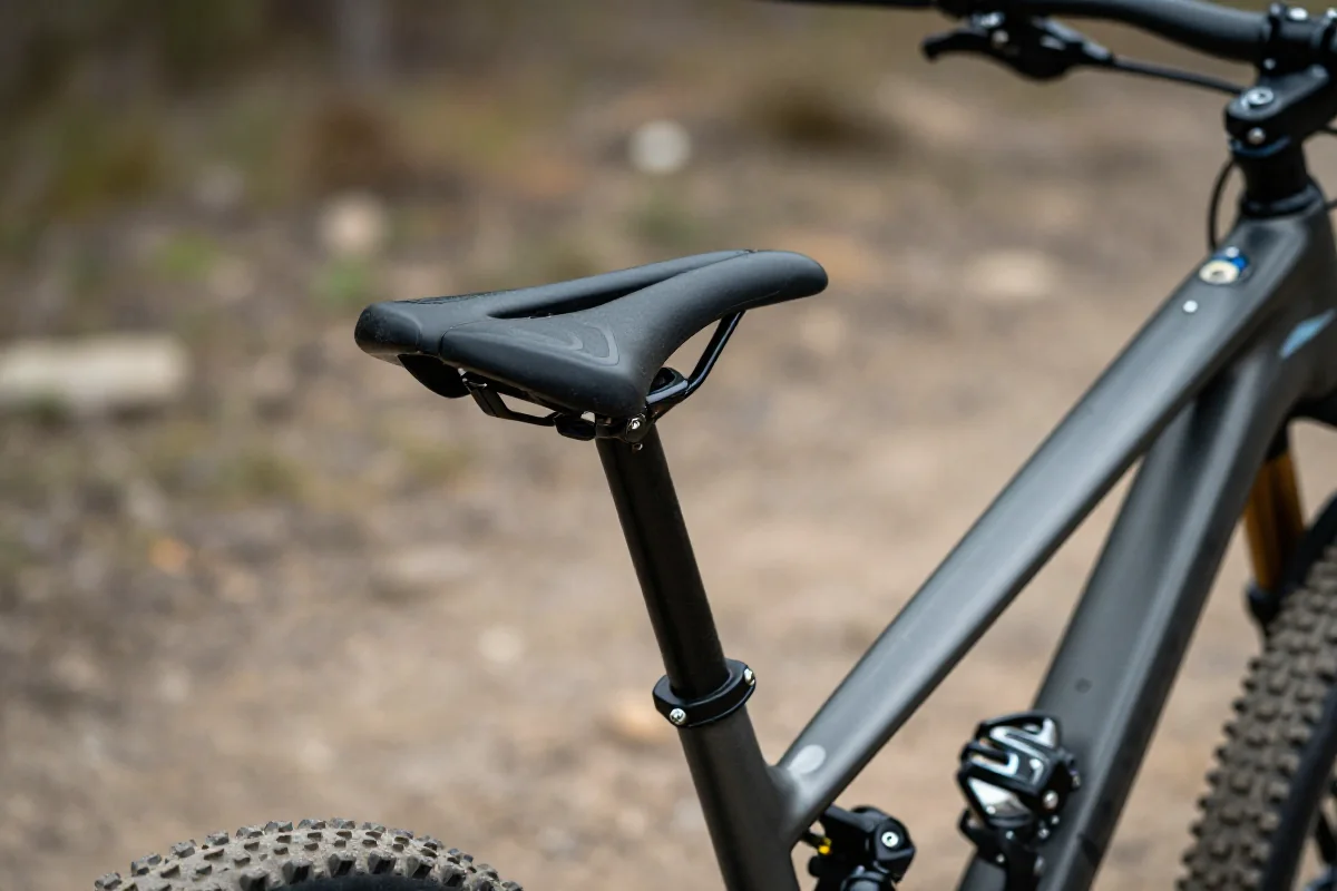 Saddle i kierownica roweru górskiego, ukazujące prawidłowe ustawienie dla MTB.