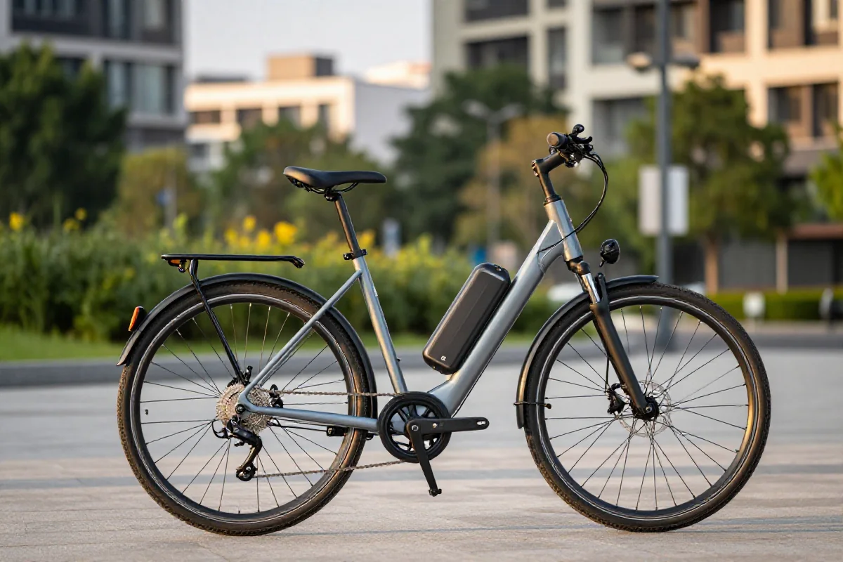 Elektryczny rower w miejskim otoczeniu, idealny do zrównoważonej mobilności.