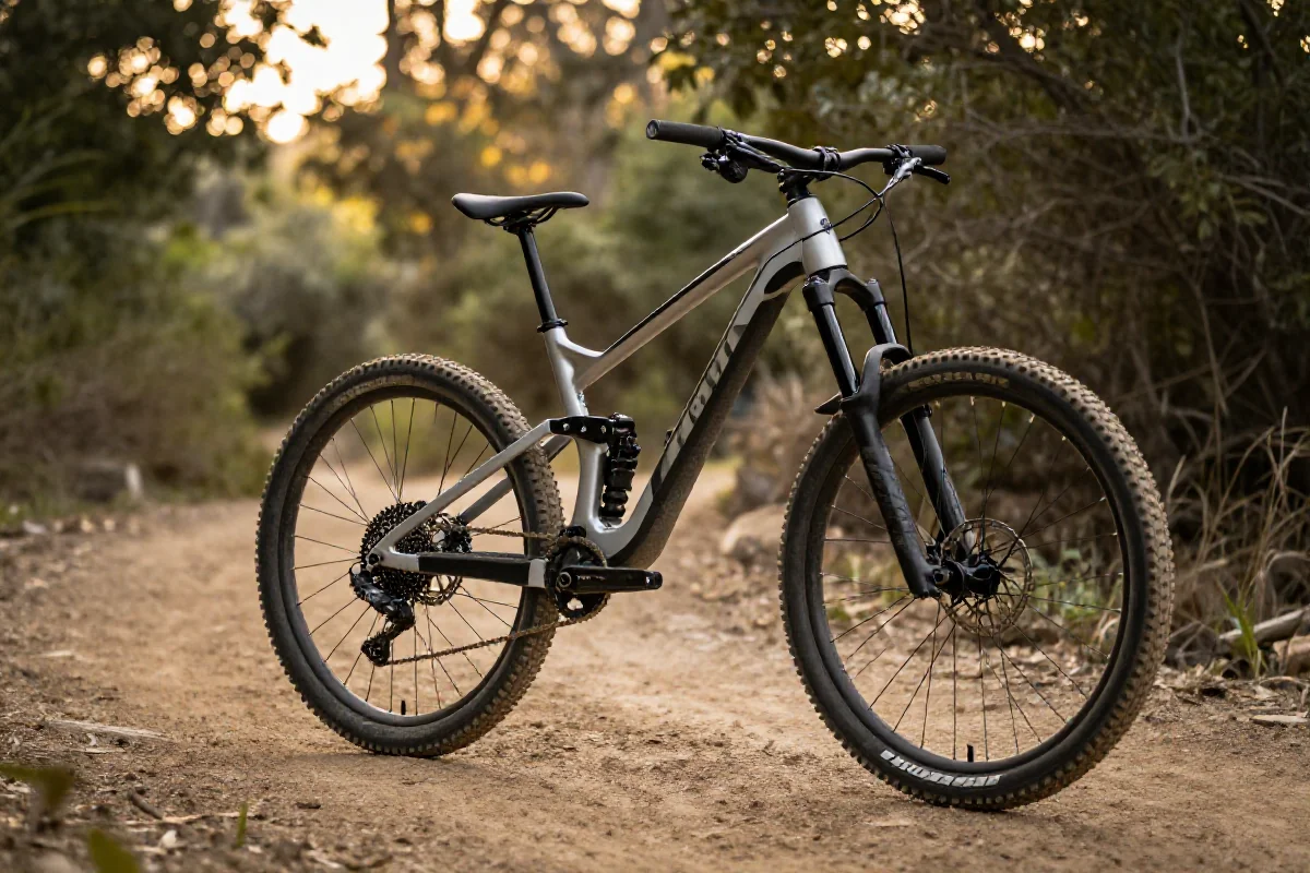 Rower górski na ścieżce, idealny do nauki techniki manuala.