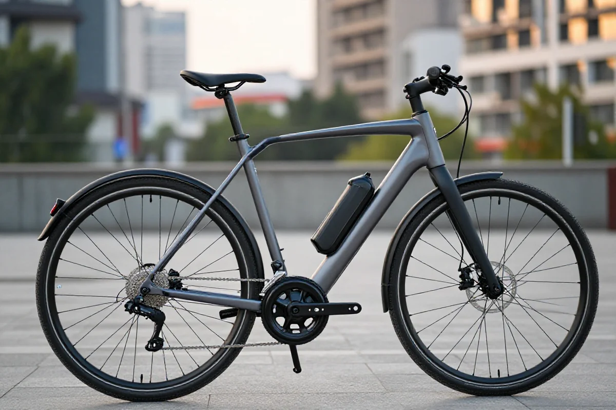 Nowoczesny rower elektryczny w miejskim otoczeniu, idealny dla firm.