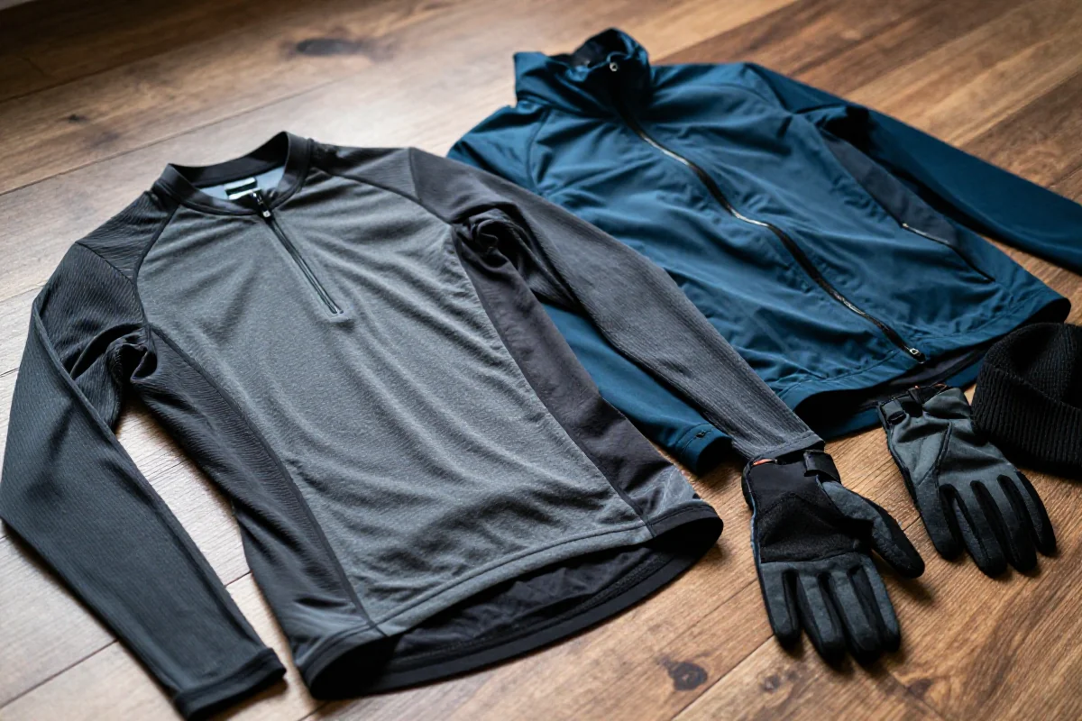 Zestaw odzieży rowerowej na zimę, idealny na temperatury 0-5°C.