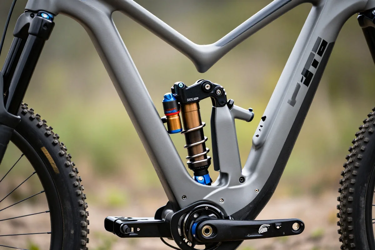 SAG w rowerze enduro - szczegóły zawieszenia i amortyzatorów.