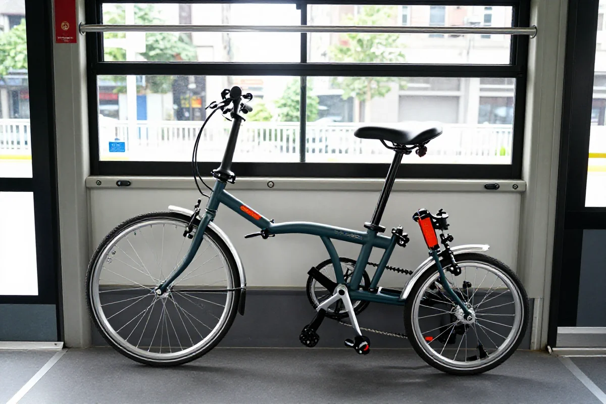 Rower i składany rower w autobusie miejskim Wrocławia, zgodne z przepisami.