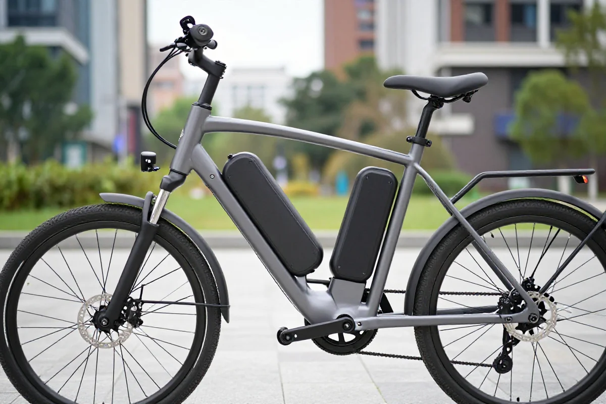 Nowoczesny rower elektryczny w miejskim otoczeniu, idealny do planowania tras.