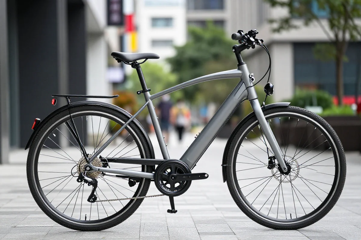 Nowoczesny S-pedelec elektryczny w miejskim otoczeniu, z widocznymi detalami.