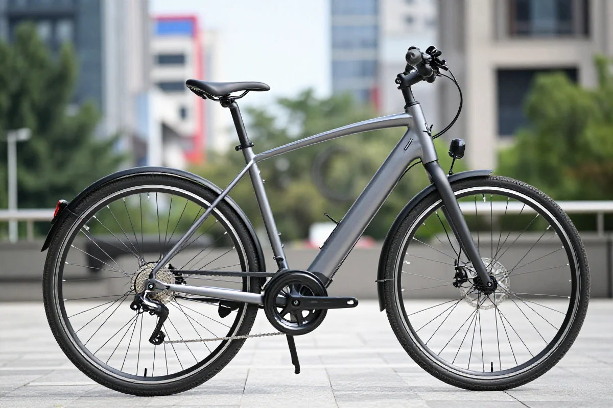 S-pedelec elektryczny rower w miejskim otoczeniu, nowoczesny design, wysoka jakość komponentów.