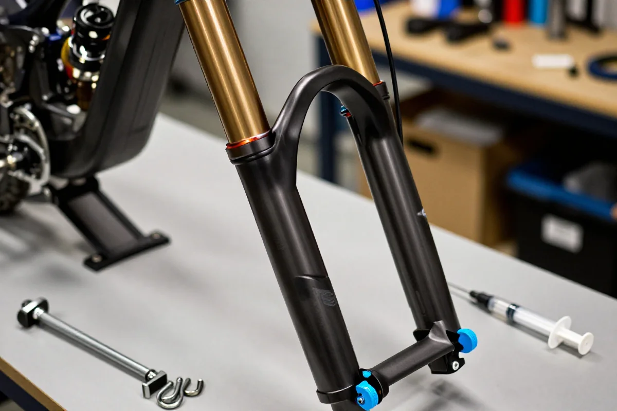 Serwis widelca Fox 36 w profesjonalnym warsztacie rowerowym