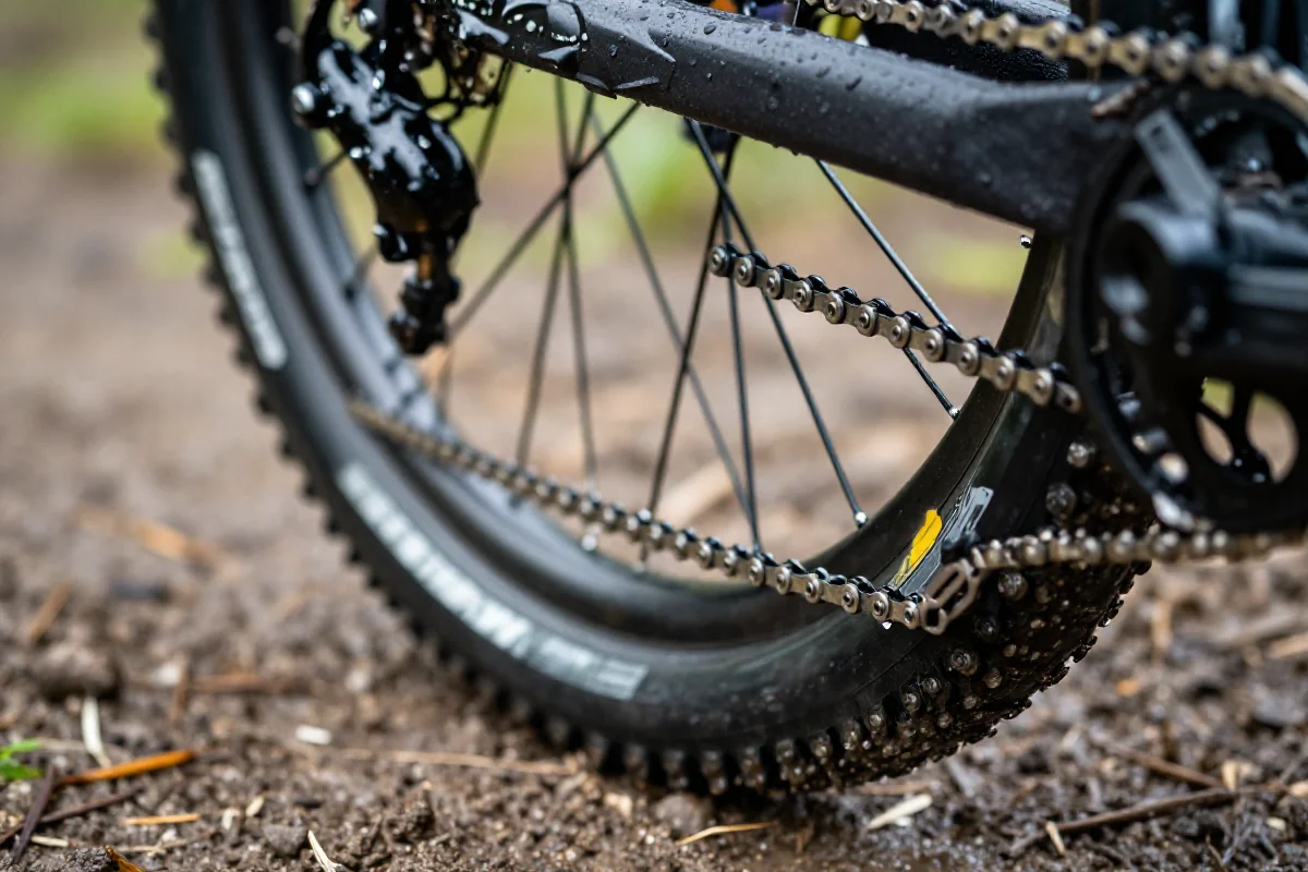 Smar do łańcucha MTB na deszczową pogodę w błotnistym terenie