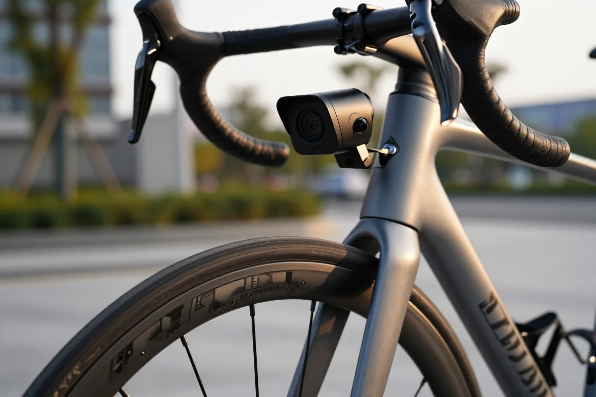 Nowoczesny system kamery tylnej z radarem na rowerze szosowym