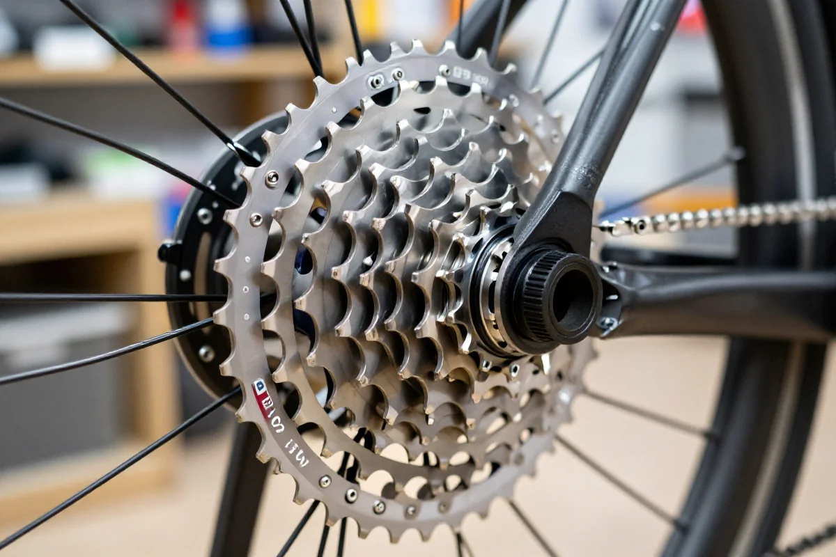 Kaseta szosowa 11-28 w warsztacie, detal zębatek i ich układ