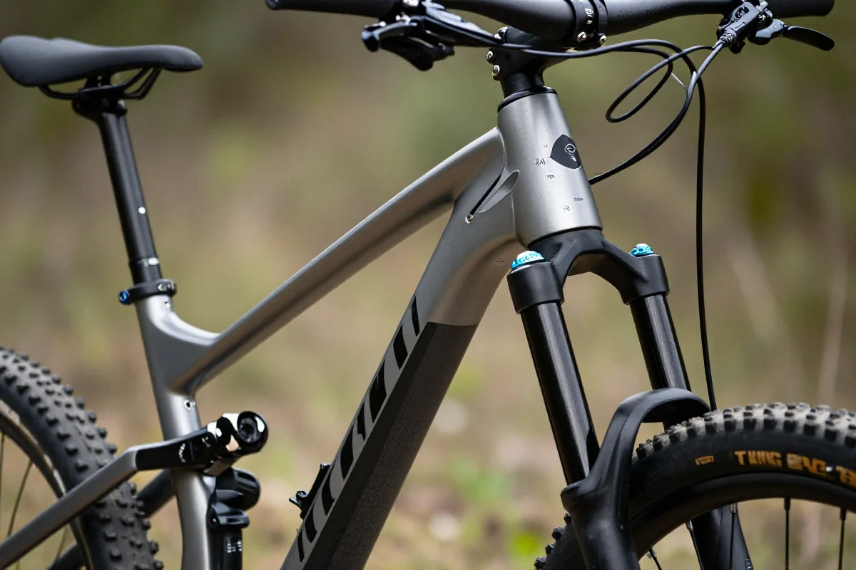 Geometria ramy roweru górskiego, kąt główki i kąt podsiodłowy.