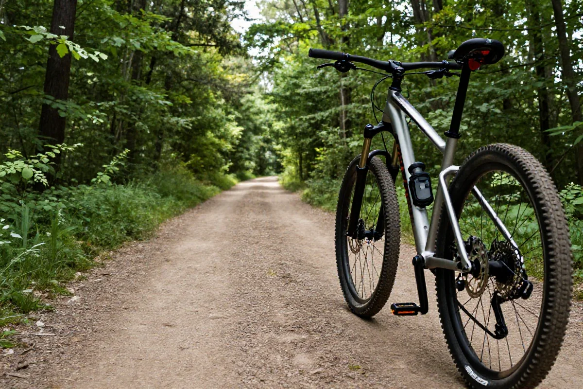 Rower na malowniczym szlaku rekreacyjnym w lesie