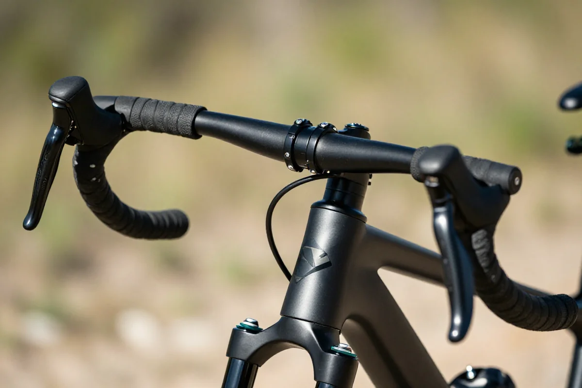 Kierownica MTB z ergonomicznymi uchwytami na tle natury