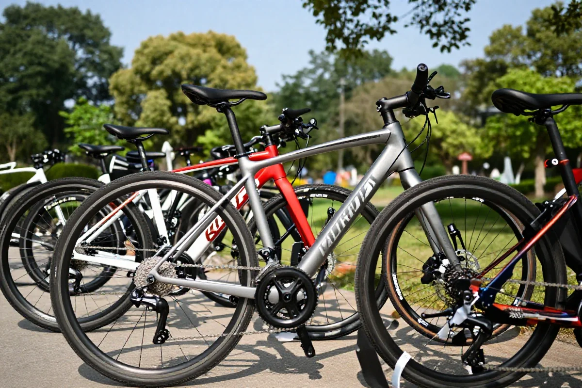 Różnorodne rowery w lokalnym klubie rowerowym w Polsce