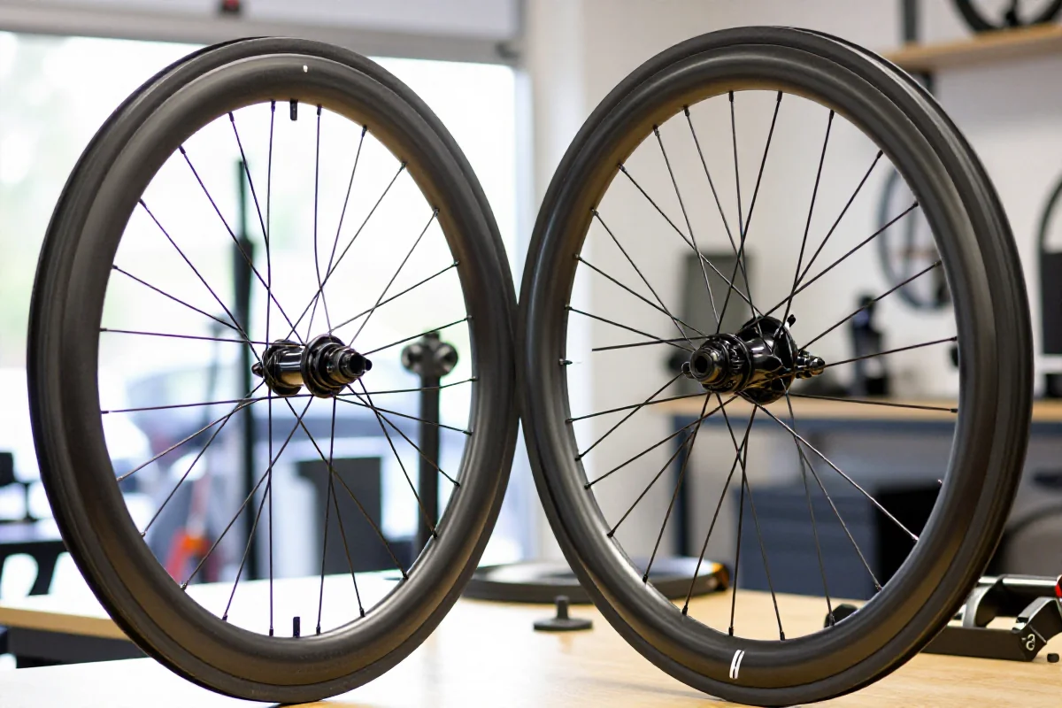 Porównanie kół rowerowych 50mm i 60mm z głębokimi obręczami.