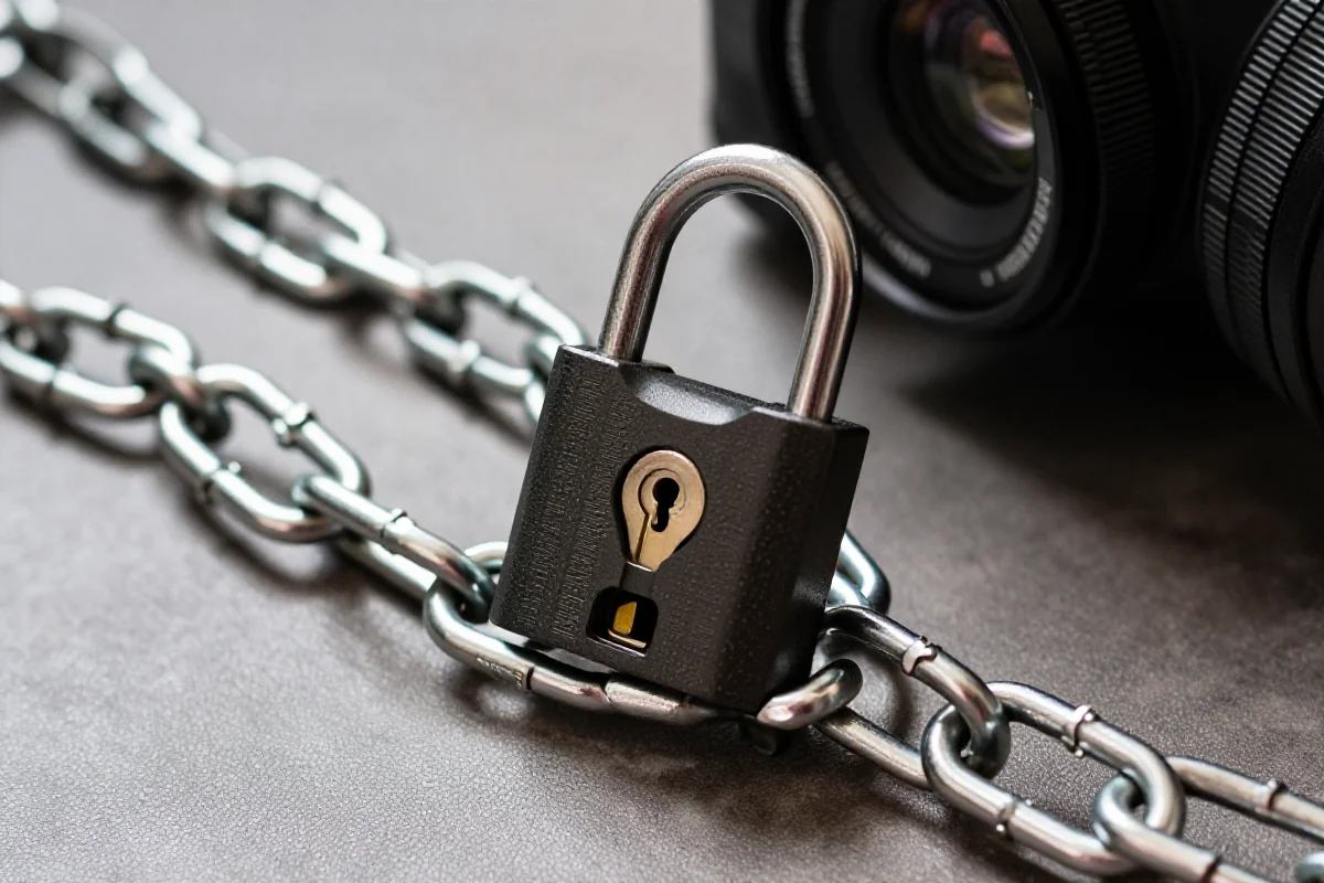 Zamek rowerowy z łańcuchem, system antykradzieżowy, zabezpieczenie roweru