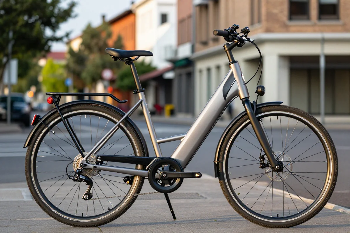 Nowoczesny S-pedelec na miejskiej ulicy, idealny dla użytkowników rowerów elektrycznych.