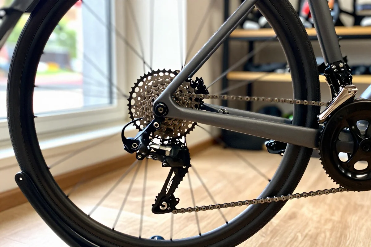 Szczegóły napędu roweru miejskiego w warsztacie