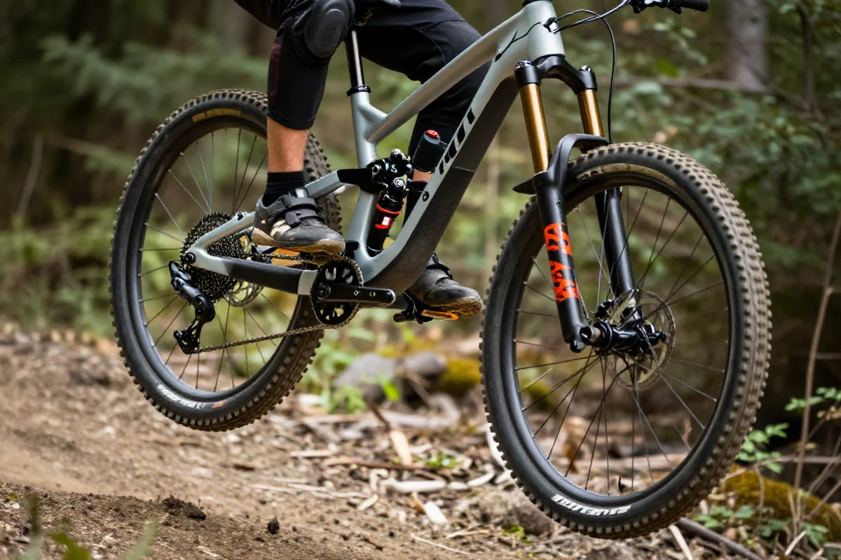 Rower górski w powietrzu, techniki kontroli roweru podczas skoku.