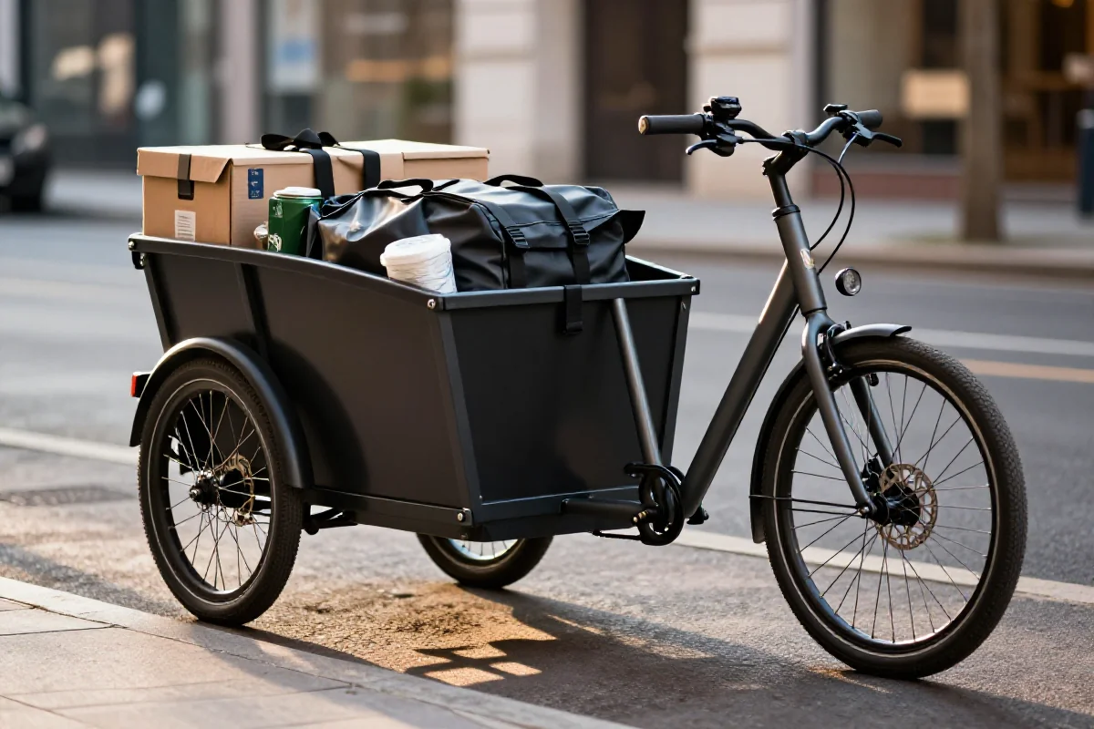 Rower cargo z ładunkiem na ulicy, idealny do transportu towarów.