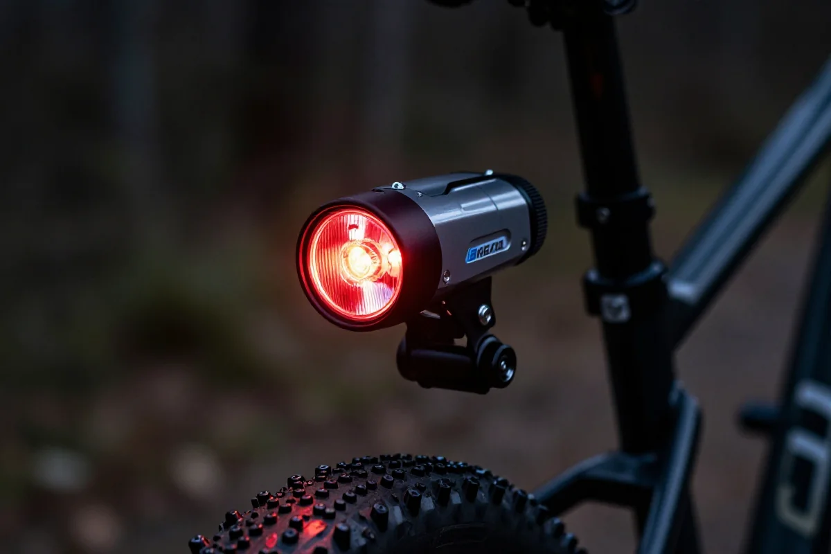Nowoczesna lampka tylna rowerowa zapewniająca widoczność podczas jazdy.
