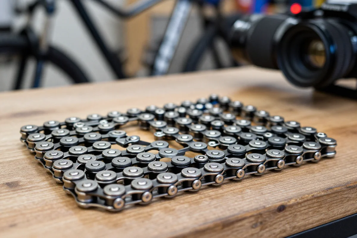 Porównanie łańcuchów MTB 11-rzędowych i 12-rzędowych na stole warsztatowym