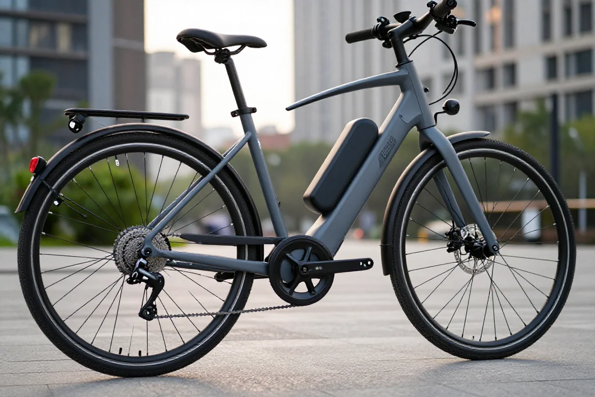 Nowoczesny rower elektryczny w miejskim otoczeniu, idealny do leasingu operacyjnego.