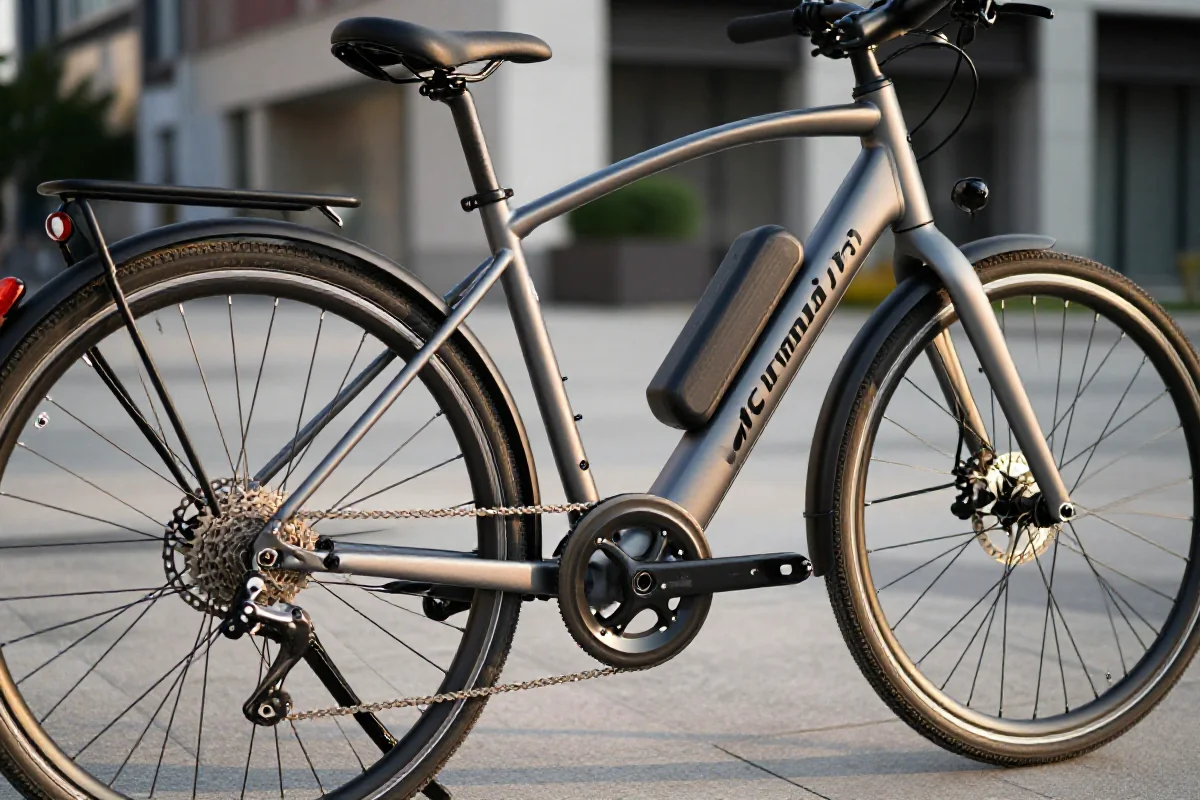 Nowoczesny rower elektryczny w miejskim otoczeniu, idealny dla firm.