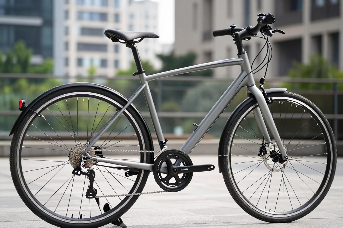 Nowoczesny rower miejski w miejskim otoczeniu, idealny do bikeleasingu.