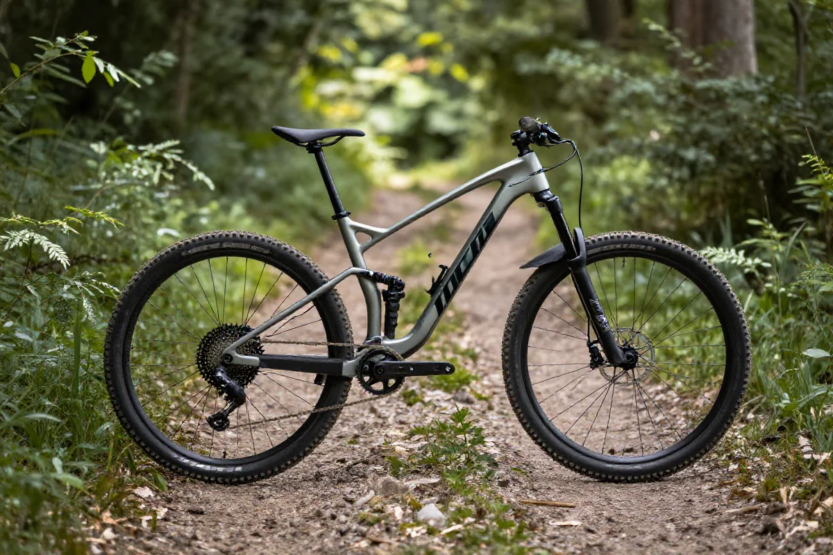 Rower górski na szlaku, idealny do planowania tras rowerowych.