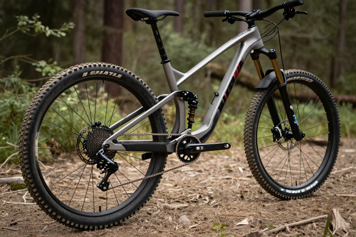 Rower górski z konfiguracją mullet, przednie koło 29 cali, tylne 27.5 cali.