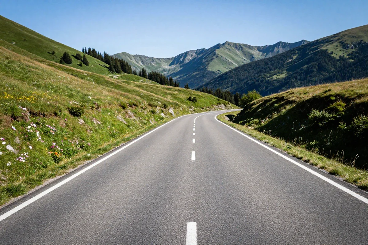 Widok malowniczej trasy rowerowej w polskich górach dla szosówek.