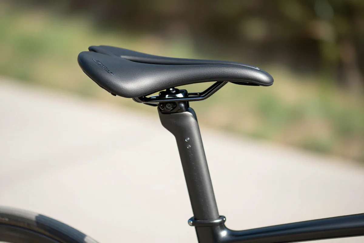 Regulacja wysokości siodełka roweru szosowego w procesie dopasowywania.