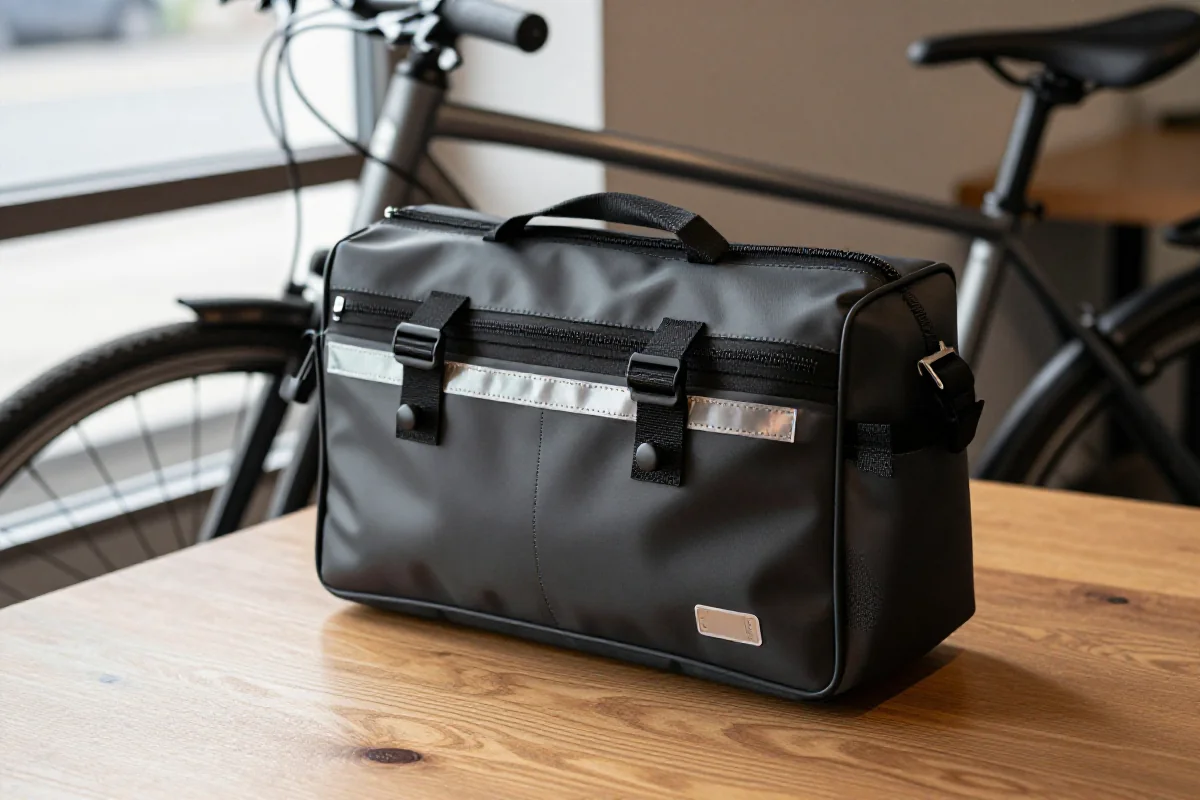 Nowoczesna torba rowerowa do pracy z ergonomicznymi detalami i odblaskowymi elementami.