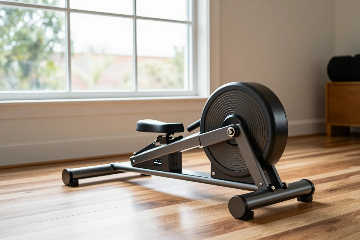 Budżetowy trenażer smart w domowej siłowni, idealny do treningu kolarskiego.