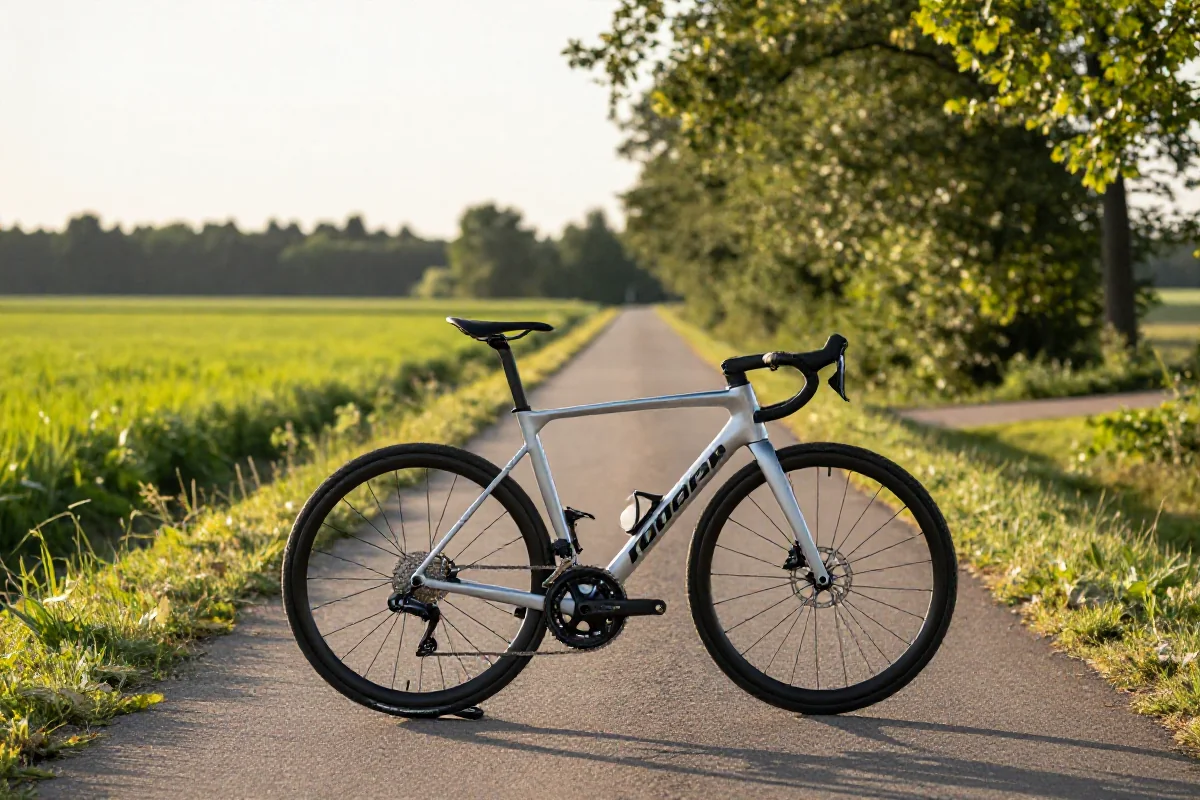 Malownicza trasa rowerowa na północ od Warszawy z rowerem szosowym.