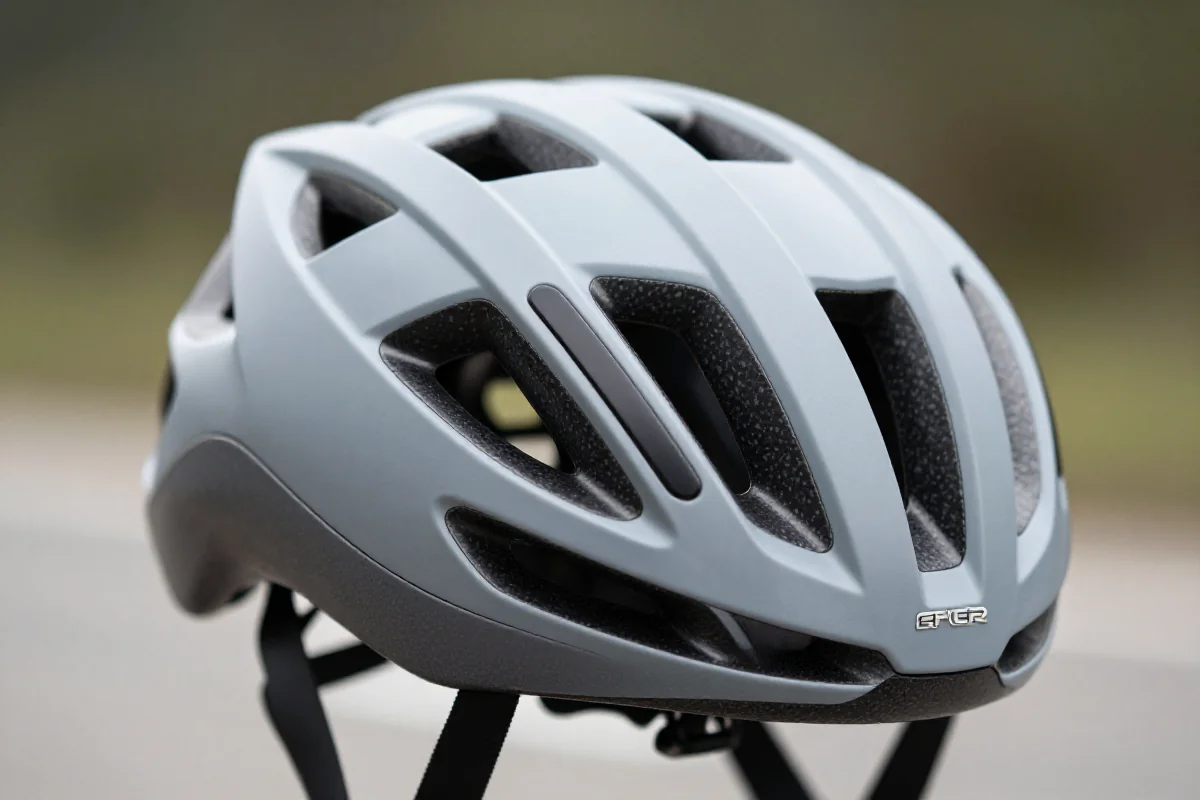 Nowoczesny kask rowerowy z zaawansowanymi technologiami bezpieczeństwa.