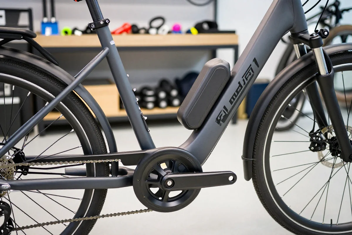 S-pedelec z widocznymi komponentami elektrycznymi i technicznymi szczegółami.