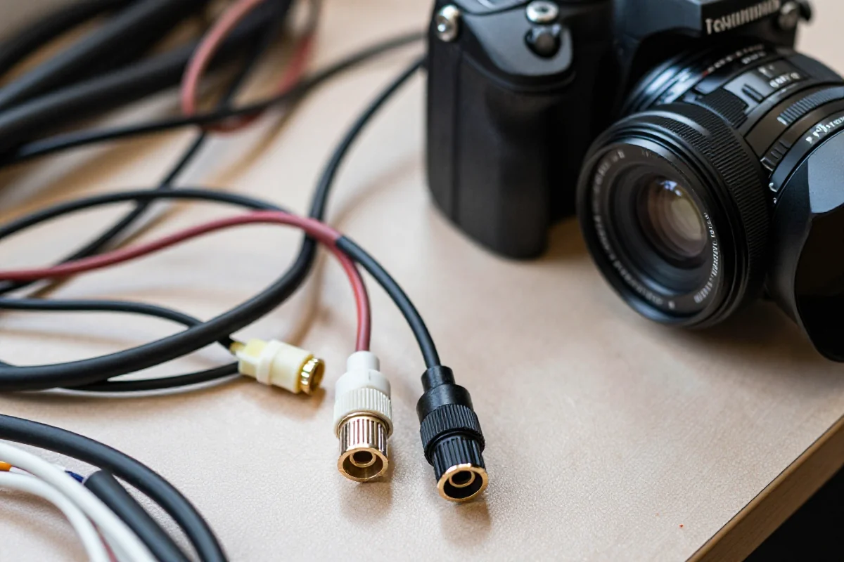 Szczegóły okablowania elektrycznego roweru, pokazujące uszkodzone złącza i przewody.