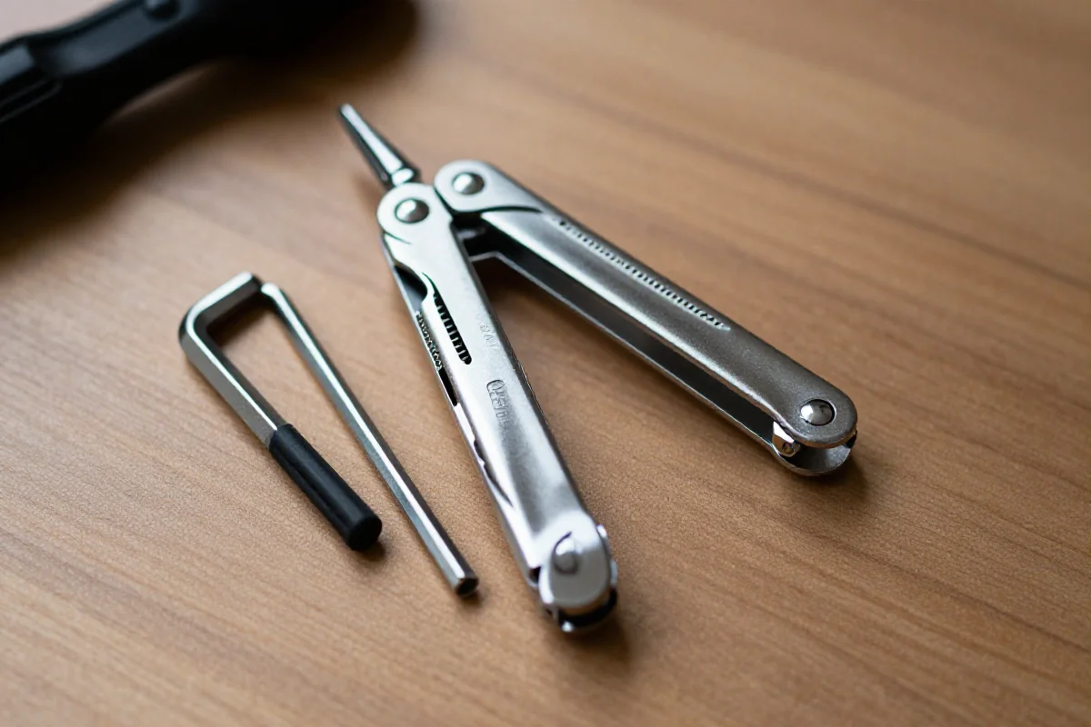 Kompaktowe narzędzie wielofunkcyjne dla rowerzystów szosowych, zestaw awaryjny.