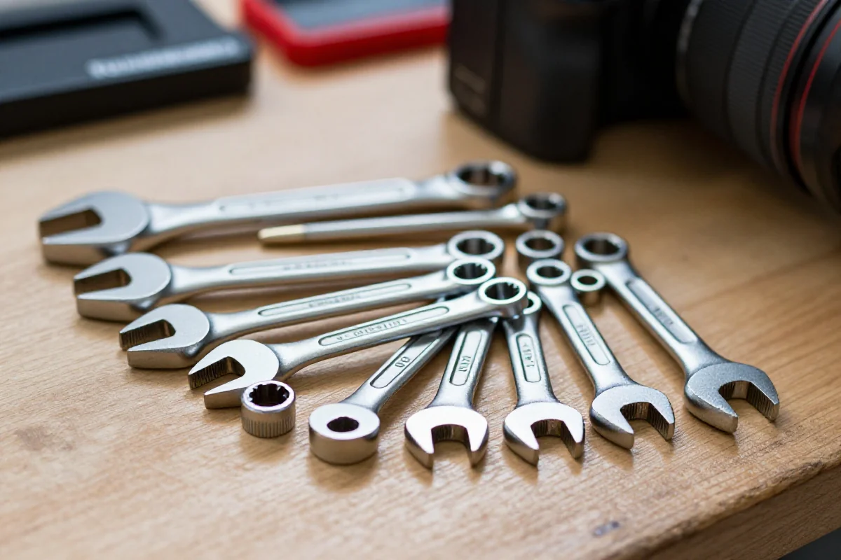 Zestaw kluczy Torx security do serwisu e-bike'ów na drewnianym warsztacie