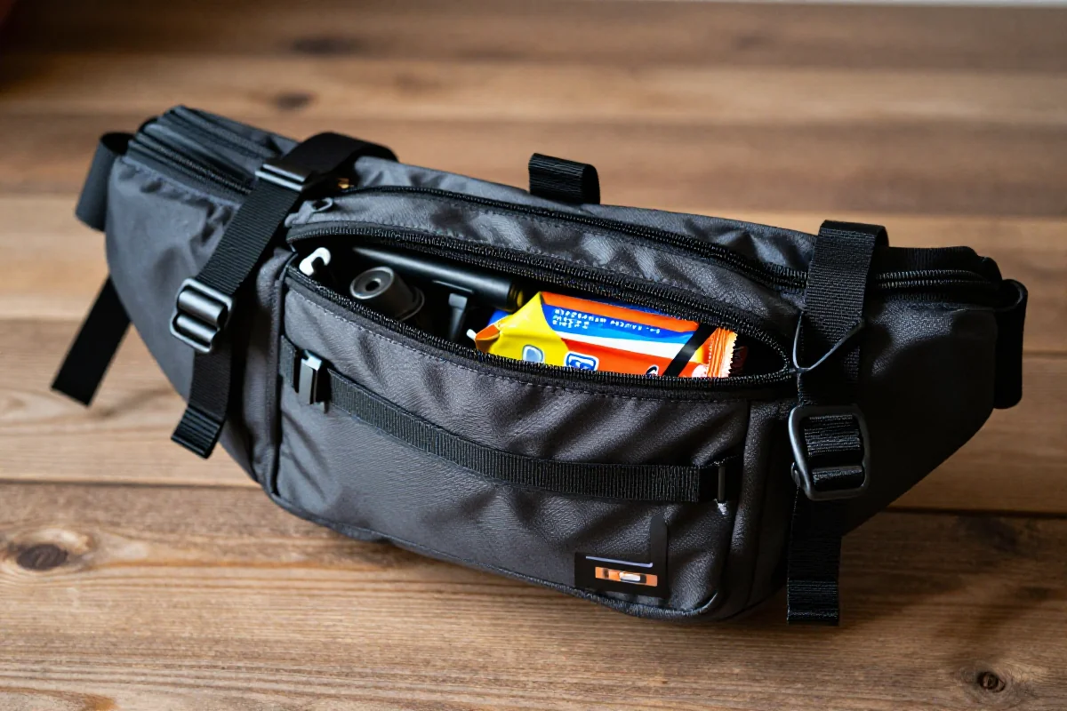 Nerka MTB na drewnianej powierzchni, ukazująca akcesoria rowerowe i detale.