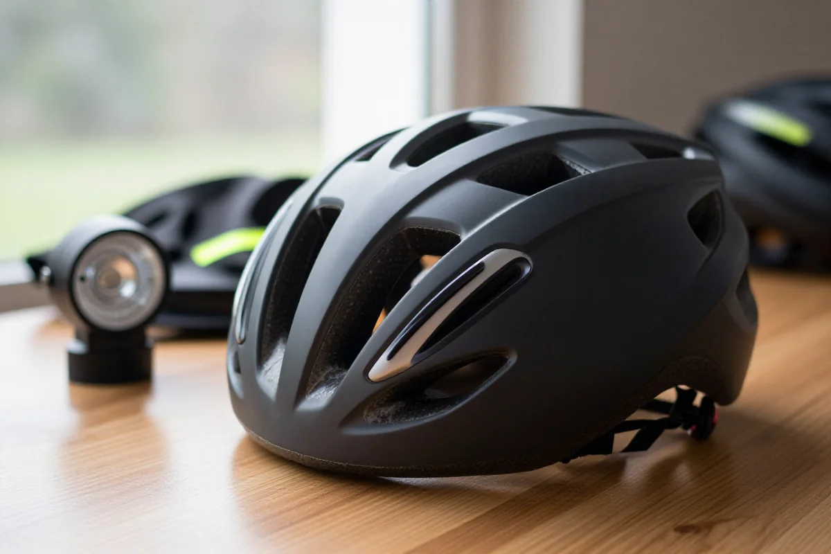 Zbliżenie na kask rowerowy, sprzęt bezpieczeństwa dla rowerzystów.