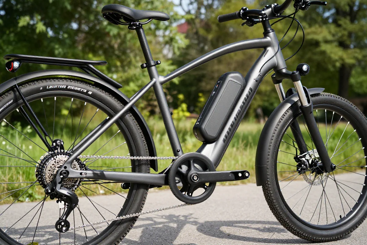 Rower elektryczny z widocznymi komponentami. Normy IP i ochrona przed wodą.