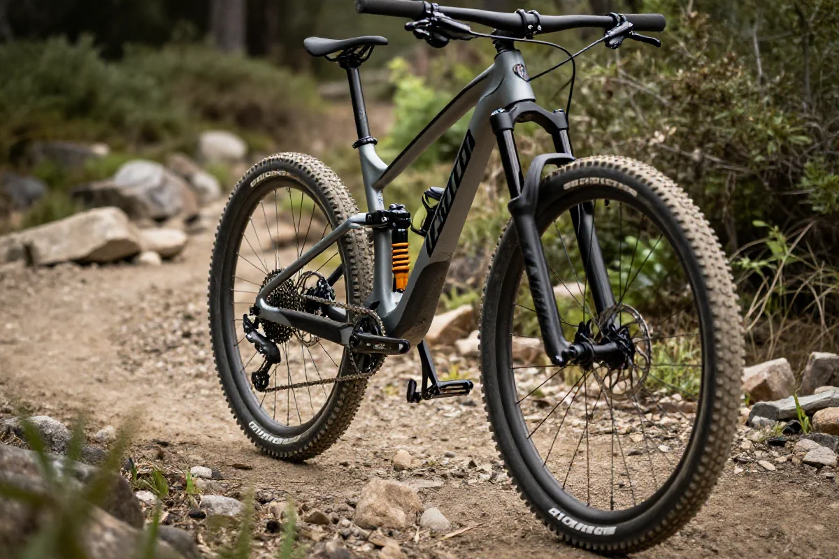Rower Marathon XC na szlaku górskim z lekką ramą i wydajnym napędem.